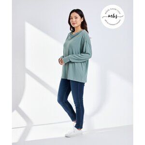 NWOT Korye Boat Neck Long Sleeve Sweater Blue Green Women‎ 1X